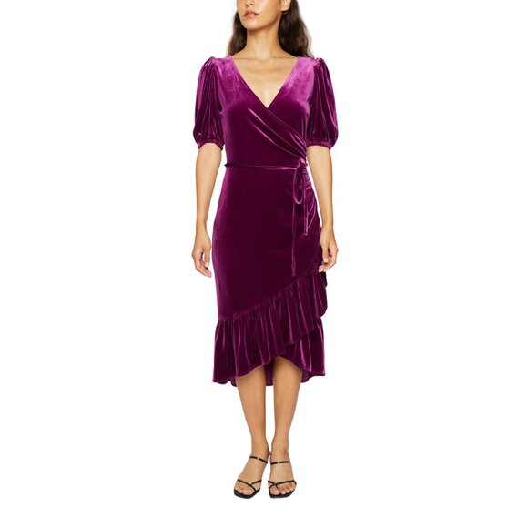 Lucy Paris Women's Velvet Faux-Wrap Velour Dress - Size: Large - Picture 1 of 8